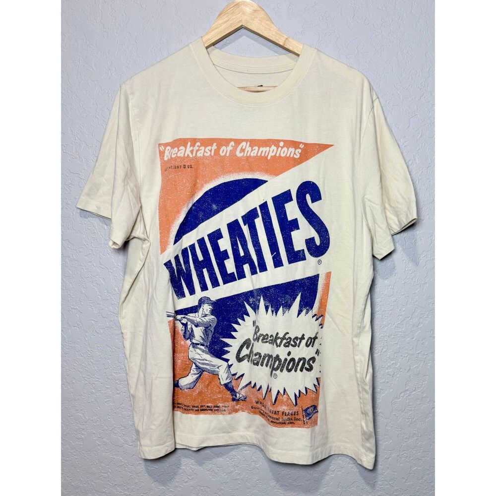 Vintage Wheaties Breakfast of Champions Tee Cream Baseball 90s